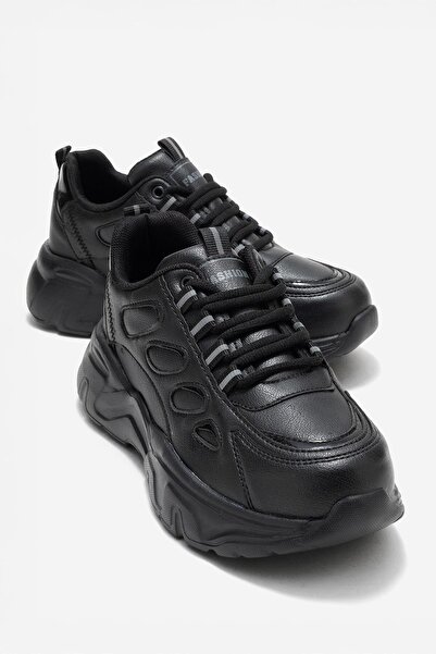 CCWAY AYAKKABI Γυναικεία αθλητικά παπούτσια με σχέδιο Yan Ring ΜΑΥΡΟ ΜΑΥΡΟ