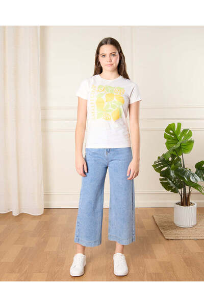 REDTAG Senior Girls Yellow Lemon Print T-Shirt