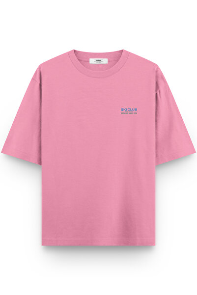Overoz Μπλουζάκι Ski Club Ski Snowboard με τύπωμα Semi oversized Pink 1409