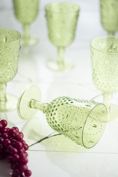 Mustran Acrylic Green Single Glass & Water Soft Drink Coffee Side Cup 450 ml (Not Glass)