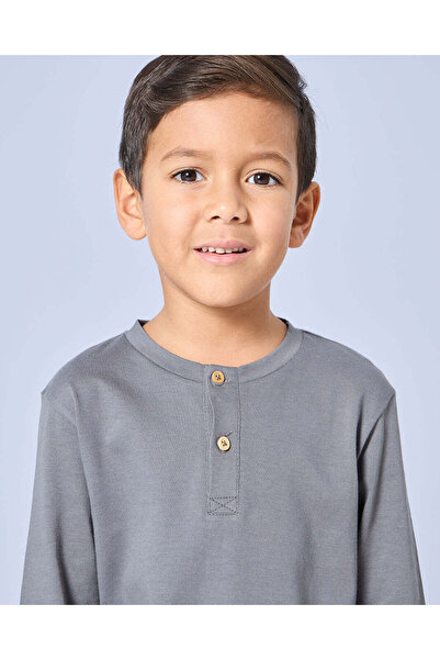 REDTAG Boys Grey Plain Henley