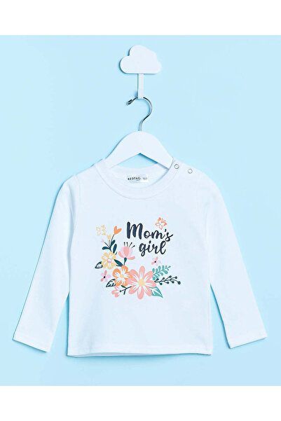 REDTAG Infant Girls White Mon's Girl Print T-Shirt