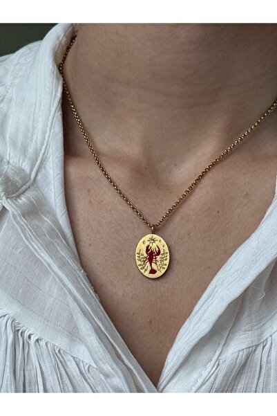 STOLIA قلادة ميدالية من الفولاذ 316L مع تفاصيل الزركون ونقش على شكل جراد البحر