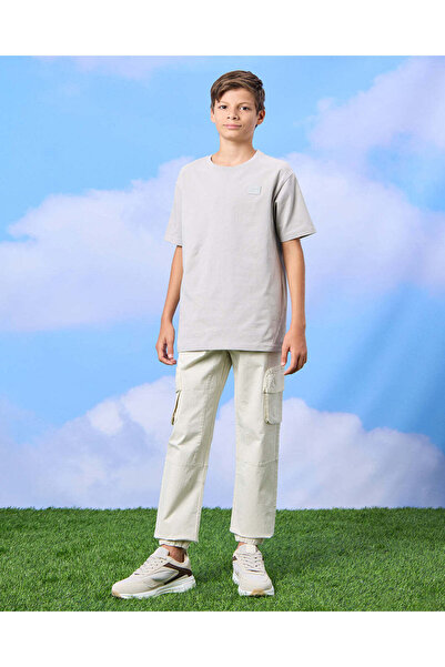 REDTAG Senior Boys Grey Loose Fit T-shirt