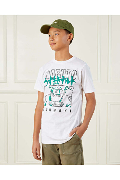 REDTAG تي شيرت ناروتو السعوديه للأولاد باللون الأبيض