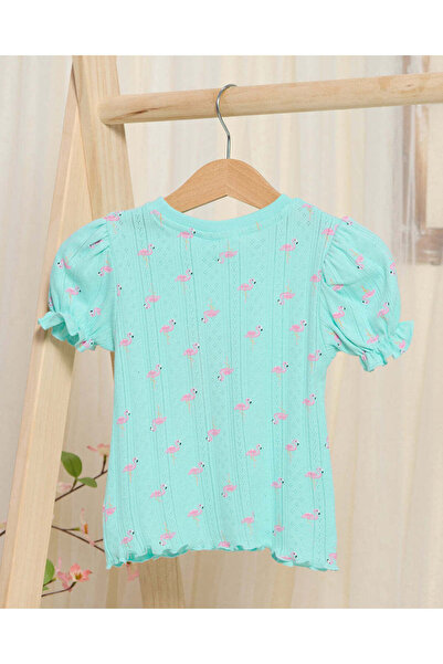 REDTAG Infant Girls Mint Printed T-Shirt