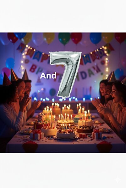 Deniz Party Store بالون فضي (7) رقم 36 - 40 سم