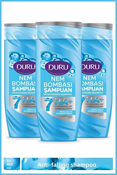 Duru Moisture Bomb Anti-Dandruff Shampoo Effective Against Dandruff for Hair with Dandruff 3X400 ml