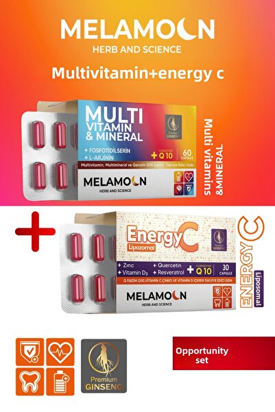 Melamoon Multivitamin, Full Support, Multimineral and Vitamin C, Vitamin D3 Energy C