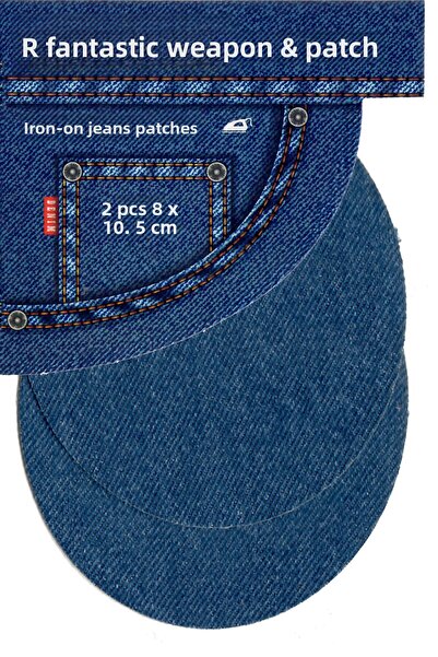 FANTASTIC ARMA Pachet de 2 plasturi pentru blugi, care se lipesc cu călcat |   Plasturi pentru repararea genunchilor și coturilor Fantastic Brand 8x10,5 cm (albastru indigo)