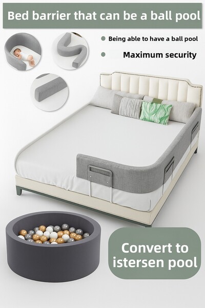 Dizanor سرير من قطعة واحدة مقاس 240 سم وحاجز أمان للسرير قابل للتحويل إلى حوض...