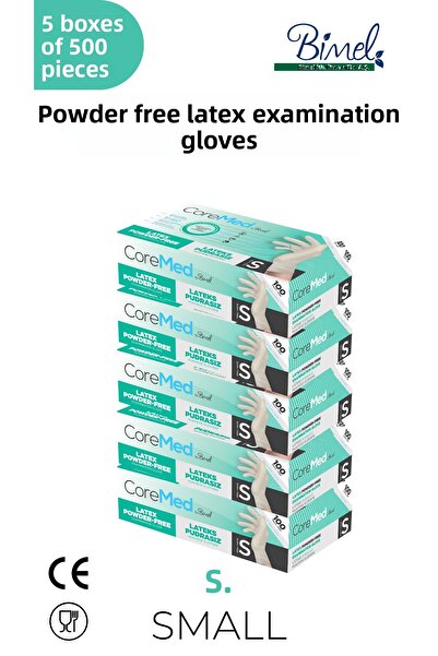 COREMED قفازات فحص خالية من مسحوق اللاتكس، مقاس S، عبوة من 100 قطعة