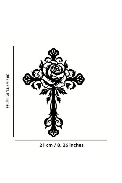 VENON ♰   Black 20X30 Cross with Flowers Metal Wall Painting Religious Decorative Metal Art Cross Sign