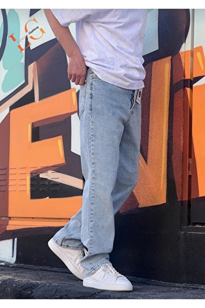 LORDA GİYİM TONI S بنطلون جينز ويكويك فضفاض وواسع الساقين مع سحاب