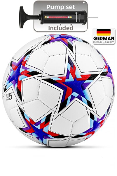 Telvesse Pro Football Ball 2025 Maestro Champions League Pump Hard Ground Carpet Field Soccer Ball No:5 Blue
