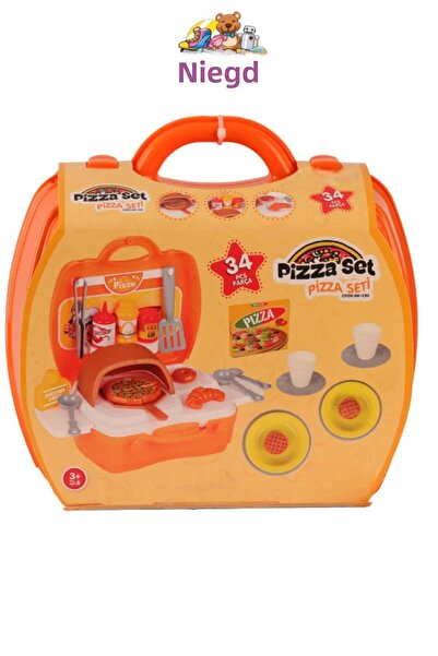 Pshoplay Pizza and Bbq Set with Bag – 34 Piece Portable Kitchen Play Set
