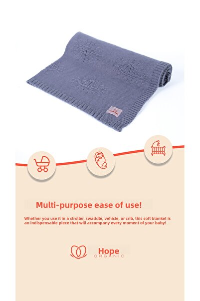 Umarhea Cotton Knitted Baby and Kids Blanket Gray