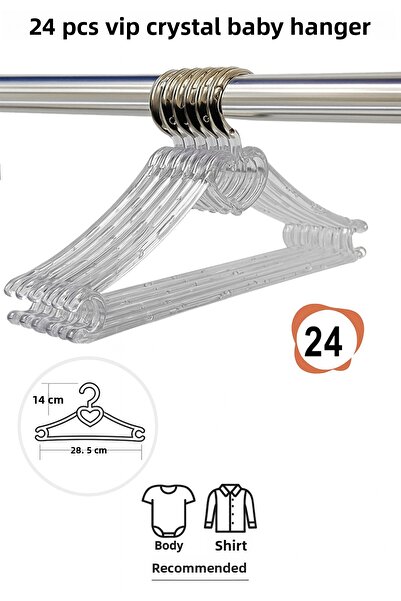 Vip Home Concept Market Ürünleri Umeraș pentru haine pentru bebeluși 24 bucăți CRISTAL-CĂRȚĂ Umeraș pentru îmbrăcăminte pentru bebeluși VIP