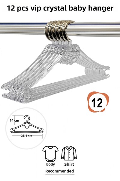 Vip Home Concept Market Ürünleri Umeraș pentru haine pentru bebeluși 12 bucăți CRISTAL-CĂRȚĂ Umeraș pentru îmbrăcăminte pentru bebeluși VIP