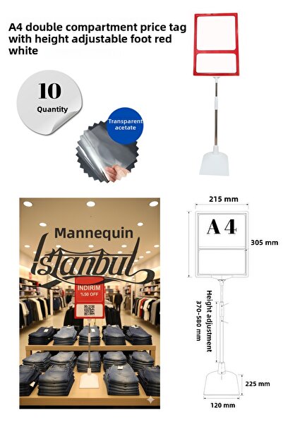 Manken İstanbul 10 bucăți roșu alb A4 etichetă de preț cu reglare a înălțimii...