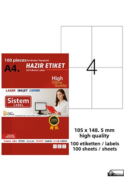 Sistem Label 105x148,5mm Etichetă autoadezivă A4 pentru imprimare laser
