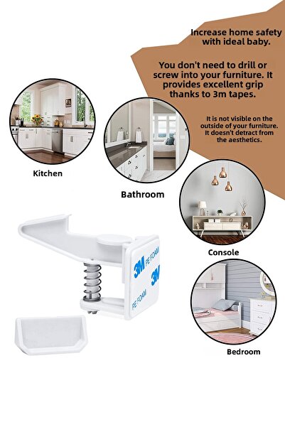 İdeal Baby 20 Pieces Baby Kids Drawer Cabinet Security Lock Hidden Lock Lock Inside the Cabinet