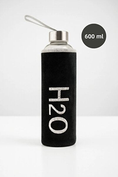 Tohana Glass Flask with Plush Cover 600 ml Black