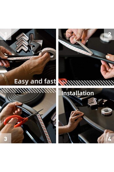 Miningaa 2 Meters 4 Pieces Matte Black Rubber Edge Protector - Flexible and Soft, with Corner Protector