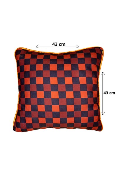 Alacastore Plaid Throw Pillow Cover Digital Printing Orange Navy Blue Decorat...