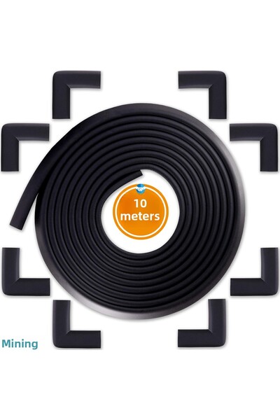 Miningaa A Quality 3m Tape 10 Meters 10 Pcs Matte Black Corner Protector Flexible and Soft Rubber Edge Protector