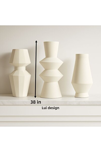 Lui Tasarım مزهرية بلون كريمي من السيراميك مقاس XXL مصنوعة يدويًا من السيرامي...