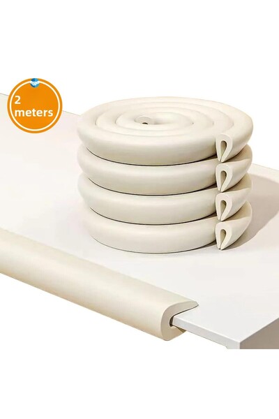 Miningaa Non-Leaving Traces Gray Color Thick Rubber Edge Protection 2 Mt Baby Kids Table Coffee Table Edge and Impact Protection