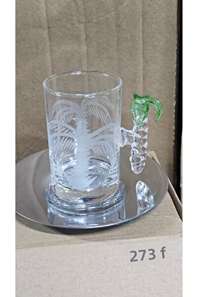 Turkish Store İstanbul 18-Piece Tea and Coffee Set with Palm Tree Pattern