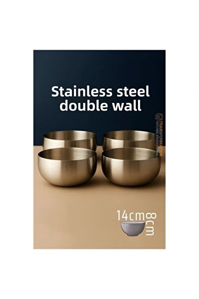 shopwave Double Wall Bowl - Inox Steel Bowl 14 cm Set of 4