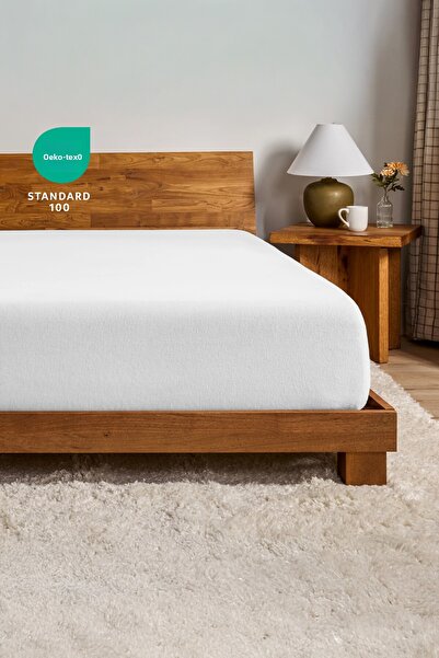 evdehome bumbac 100% bumbac moale Cearșaf de pat elastic din material textil - Ajustat - Moale - Calitate bună pentru o persoană - Pentru o persoană dublă