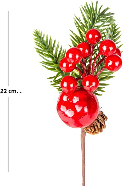 Herdekora Christmas Ornament Pique Berry with Apple and Pine Cone Red-Green 22 Cm.