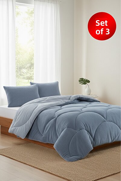 NANOSOFT طقم نوم ويلسوفت مفرد – رمادي (لحاف + ملاءة مثبتة + كيس وسادة)