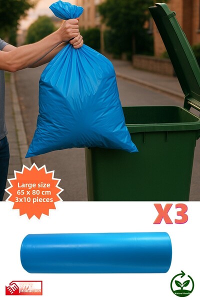 Poshetto Premium Large Size Garbage Bag 65X80 cm 3X10 Pieces Home Kitchen Bat...