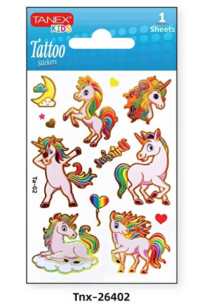 Tanex ملصق وشم صغير على شكل وحيد القرن مقاس 7.5 × 10.5 ملم TNX-26402