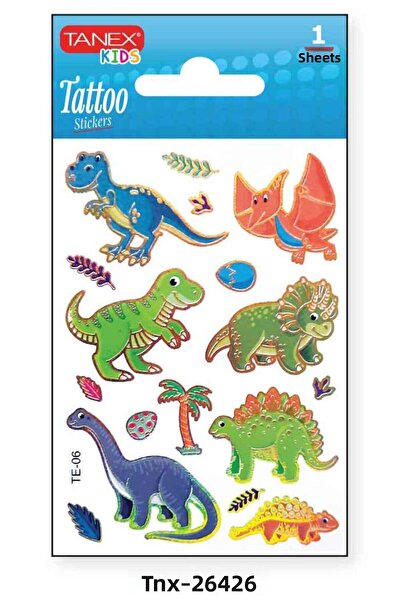 Tanex ملصق وشم صغير على شكل ديناصور مقاس 7.5 × 10.5 ملم TNX-26426