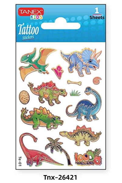 Tanex ملصق وشم صغير على شكل ديناصور مقاس 7.5 × 10.5 ملم TNX-26421