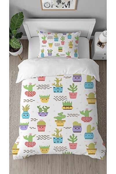 GREENDECOR Flower Cactus Leaf Patterned Printed Specially Designed Single Modern Stylish Duvet Cover Set Without Sheets