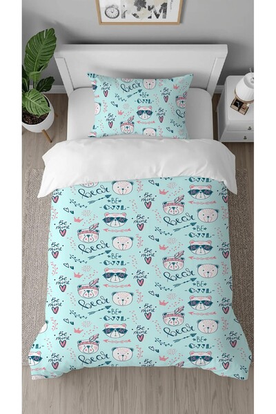 GREENDECOR Teddy Bear Bear Be Cool Patterned Printed Special Design Single St...