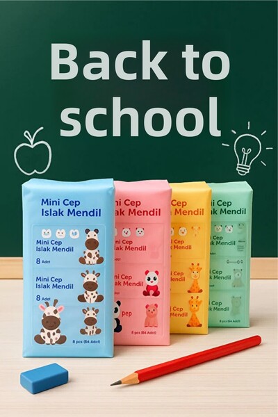 Tuppee مناديل مبللة صغيرة للجيب 4 عبوات من 8 قطع - سلسلة الحيوانات اللطيفة - ...