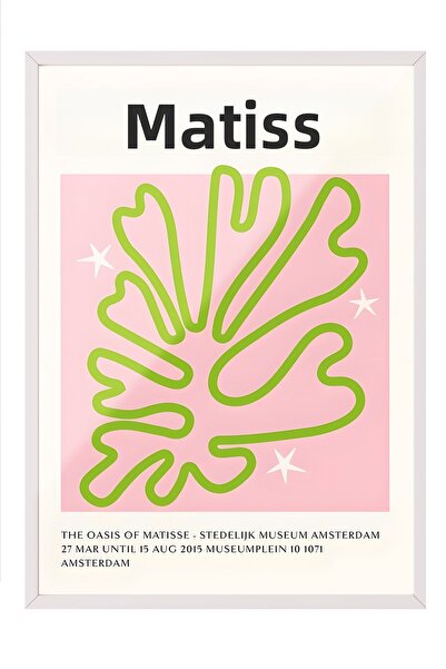 Zestia Tablou cu ramă albă, frunză cu contur verde - Stil Matisse, Poster dec...