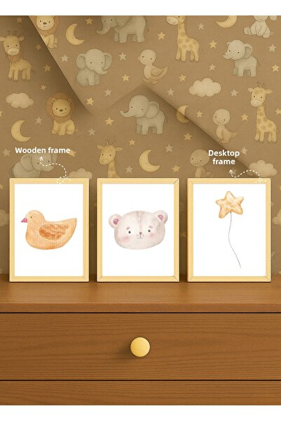 gxe.art Set de pictură de birou cu ramă din lemn pentru cameră pentru bebeluș...