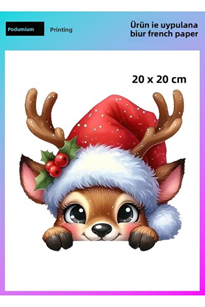 podyum baskı طباعة ديكور نسيجية لعيد الميلاد على شكل غزال لطيف بتقنية DTF