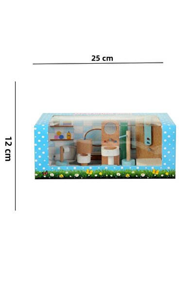 hak-iş oyuncak Wooden Mini Bathroom Set – 25X12 cm Miniature Toy House Furniture