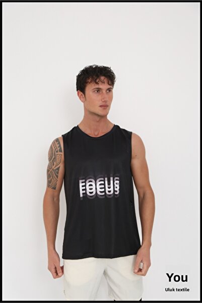 ULUK TEKSTİL Focus Printed Men's Fitness Training Tank Top – Breathable Athle...