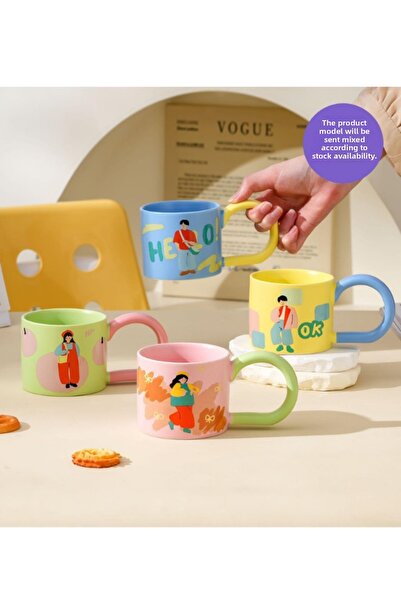 Dörtel Tedarik Large Handle Ceramic Mug with Boy and Girl Models 2001